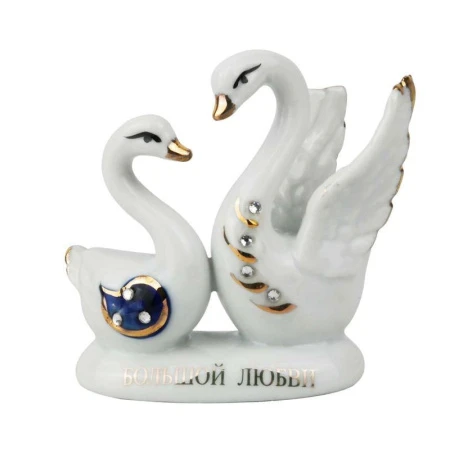 Фигурка Лебеди Большой любви 7,5х7,5см фарфор белые F2076С (360)