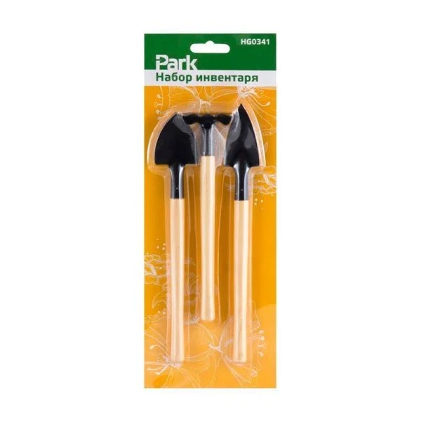 Набор садового инвентаря 3пр (грабли, совок 2шт) металл/дерево PARK HG0341 (20)