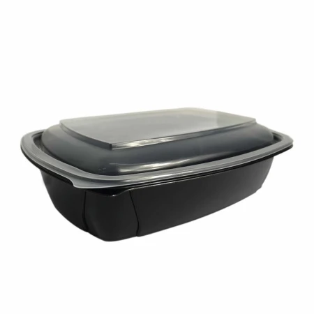 Контейнер одноразовый 1000мл 230*170*50мм полистирол черный с крышкой К-230 ПП СтП (300)