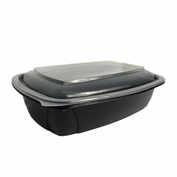 Контейнер одноразовый 1000мл 230*170*50мм полистирол черный с крышкой К-230 ПП СтП (300)