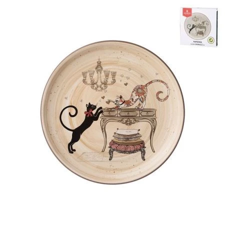 Тарелка мелкая 21см керамика ПАРИЖСКИЕ КОТЫ десертная (24)
