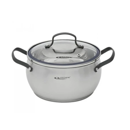 Кастрюля 4,5л нерж.сталь АГАТА (d22*12,5см, стекл.крышка) КТ19-D-22 (4)