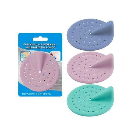 Ситечко для ванной резина Улавливатель волос d7см Пастель (12/240)