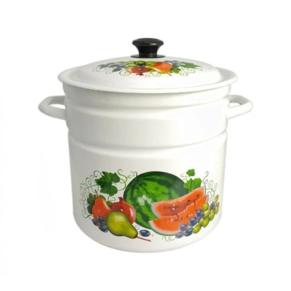 Кастрюля 12л эмаль ВОСТОЧНЫЕ ДАРЫ белая с рис. цилиндрическая борт. 41804-242/6-У (2)