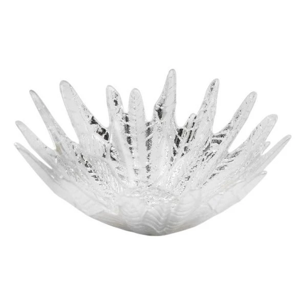 Блюдо 16см стекло ЛЕДЯНОЙ ЦВЕТОК серебро 19309/S  (16)