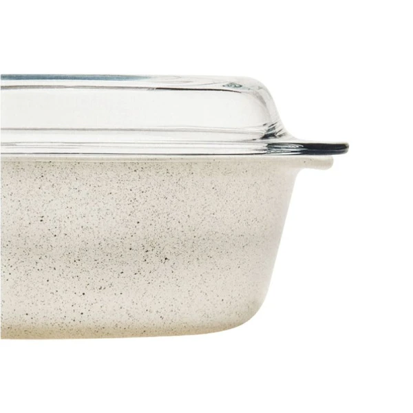 Форма для запекания 2,1л 26,6*22,2см стекло БОРКАМ круглая с крышкой керамическое АП кремовая 59003C