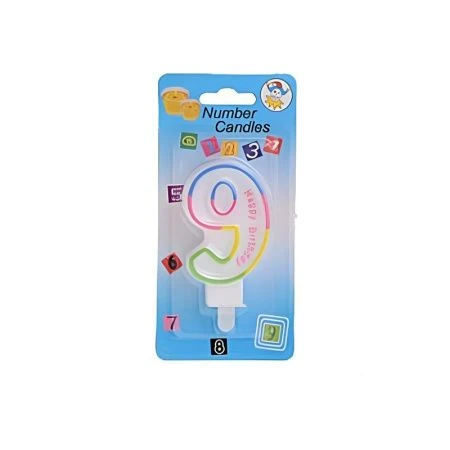 Свеча в торт парафин Цифра 9 С Днем рождения NM-10 (12)