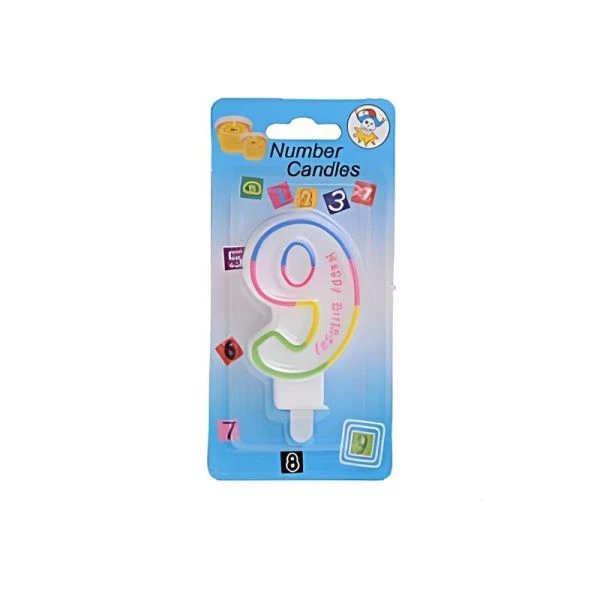 Свеча в торт парафин Цифра 9 С Днем рождения NM-10 (12)