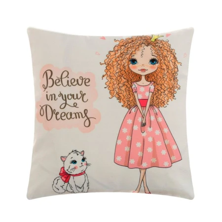 Наволочка декоративная 40*40см велюр Девичьи истории Мечты