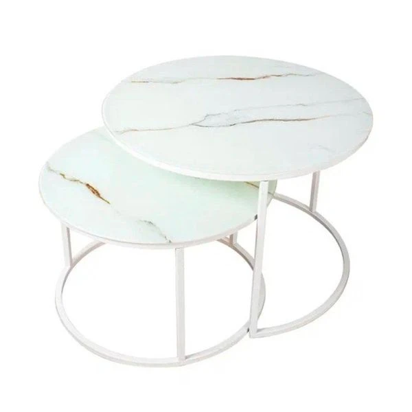 Комплект столов Матрешка белый металл/стекло (33*51*51см+43*61*61см) (1)