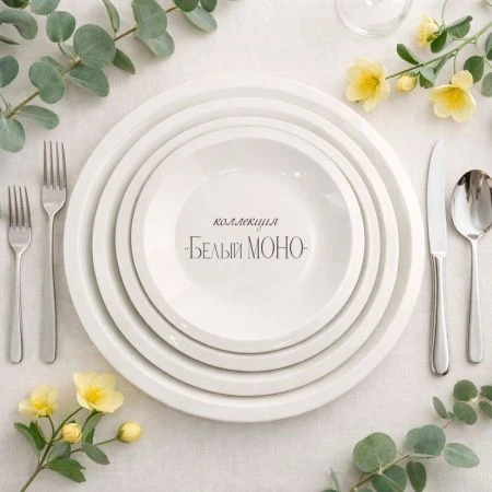 Тарелка мелкая 20см фарфор БЕЛЫЙ МОНО 8" JC-17804 (60)