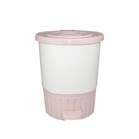 Контейнер для мусора 8л 230*275мм пластик ДУНЯ пеп.розовый-белый с педалью (6)