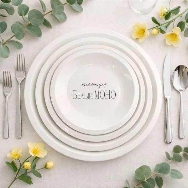Тарелка мелкая 25см фарфор БЕЛЫЙ МОНО 10" JC-17806 (35)