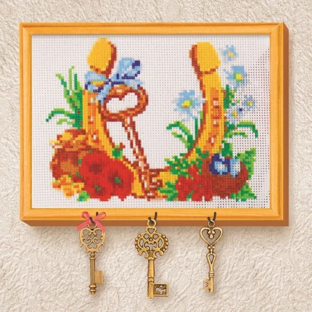 Набор для вышивания крестиком текстиль Подкова 21*15см (игла, канва с рисунком, мулине) (10)