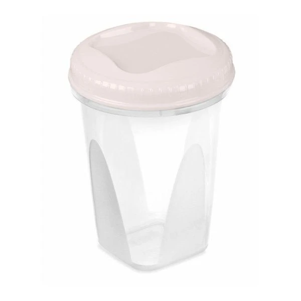 Банка для продуктов 900мл пластик ТОНДО с завинчивающейся крыш. кремовая 155*111*111мм С286КРЕМ (16)