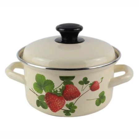 Кастрюля 1,5л эмаль слон.кость с декором цилиндрическая обод. 51904-352/6 (6)