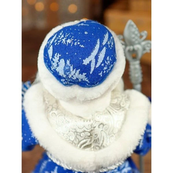 Дед Мороз в синей шубе, с мешком подарков, с мелодией, 40 см Т-6818