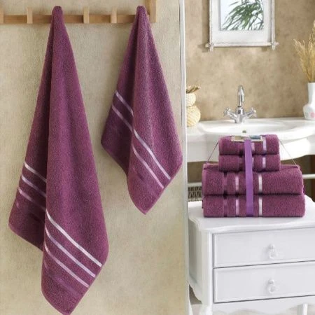 Набор полотенец махровые 4пр 50*80*2/70*140*2см Karna BALE (Светло-Лавандовый) 400г