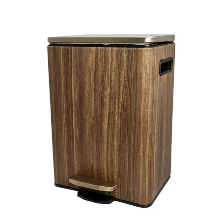 Контейнер для мусора 12л пластик квадратное коричневое с педалью JC-14048-3 (6)