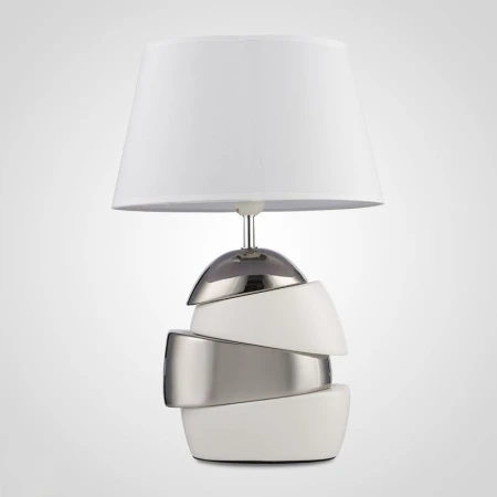 Лампа настольная с абажуром керамика/полиэстер 47,5*31,5*20см бел/крем/серебро JM1639-1 (1/4)
