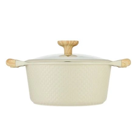 Кастрюля 4,2л h11,4см алюминий АП RAN со стекл.крышкой и силик.ободком 24см индукция бежевая (6)