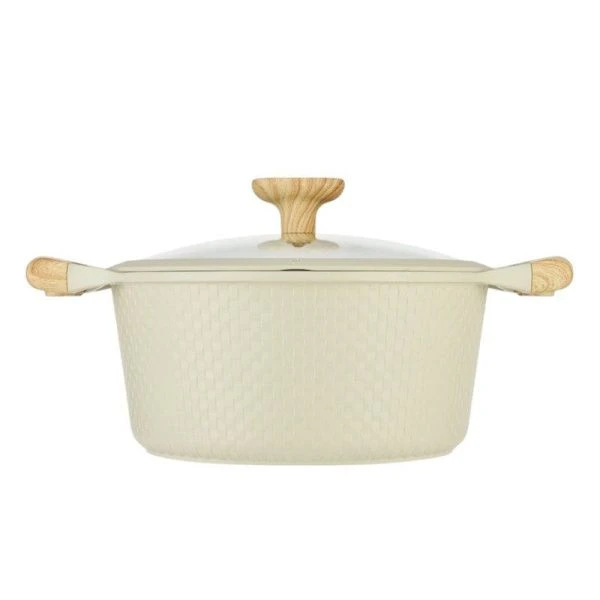 Кастрюля 4,2л h11,4см алюминий АП RAN со стекл.крышкой и силик.ободком 24см индукция бежевая (6)