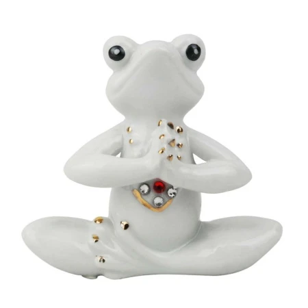 Фигурка Лягушка йога фарфор 7*7см белая F2174 (240)