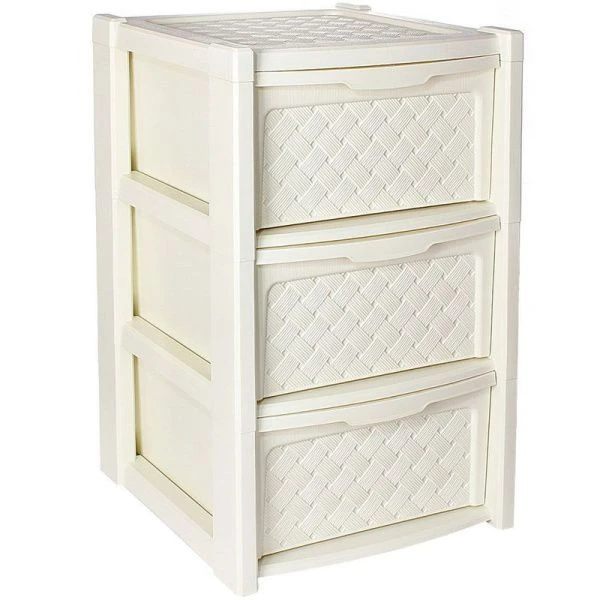 Комод 3-х секционный 39*39*62,5см пластик ВИОЛА слоновая кость (1)