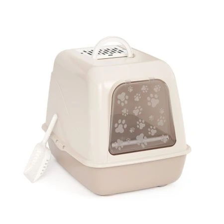 Туалет для кошек закрытый 505*390*410мм пластик бежевый (1)