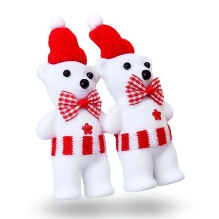 Игрушки новогодние на елку МИШКА набор 2шт 16*5см пенопласт JC-16392 (180)