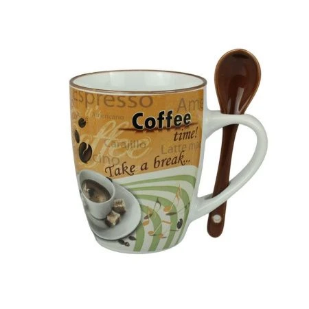 Кружка 340мл фарфор с ложкой бочка БОДРЫЙ ДЕНЬ MIX R03H/2781J (36) Кружка 340мл фарфор с ложкой бочка БОДРЫЙ ДЕНЬ MIX R03H/2781J (36)