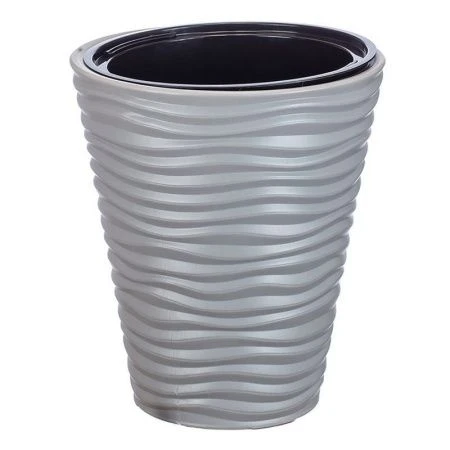 Кашпо 19,5л d340мм h385мм пластик ДЮНА Серый со вставкой 9л (1)