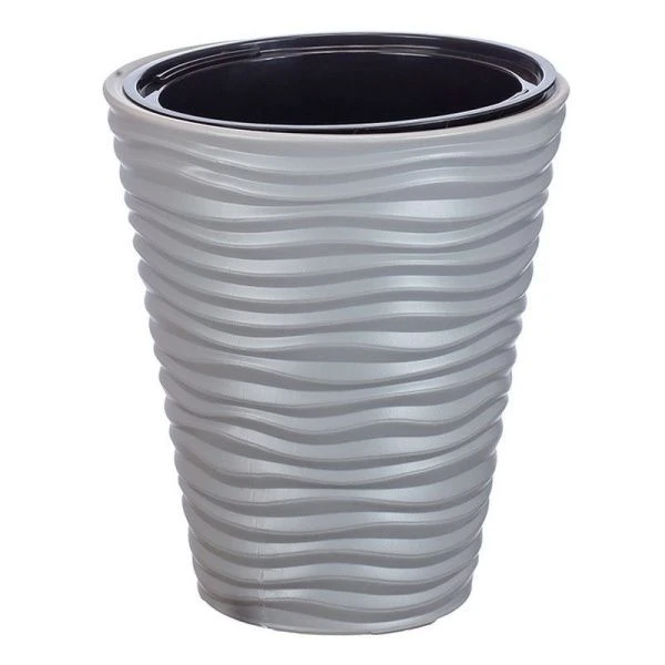 Кашпо 19,5л d340мм h385мм пластик ДЮНА Серый со вставкой 9л (1)