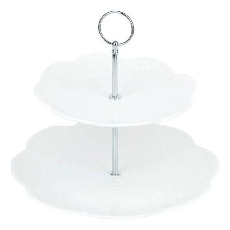 Этажерка сервировочная 2 яруса 26,5/20см h23см фарфор МАРШМЕЛЛОУ подар.уп. (12)