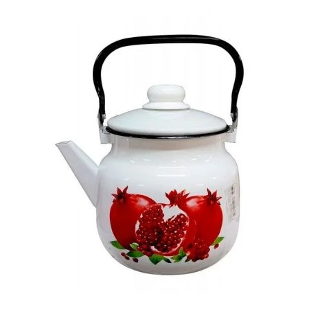 Чайник заварочный 1л эмаль ГРАНАТЫ белый с рис. 01-27071/4 (12)