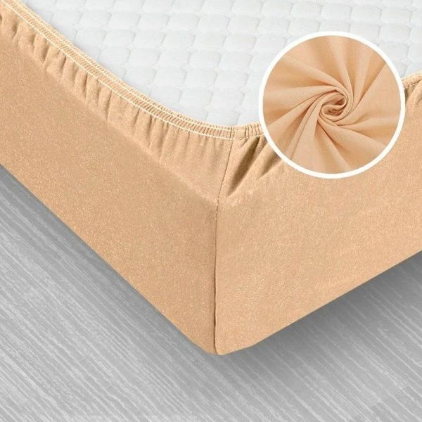 Простыня на резинке 90*200*20 трикотаж LUXE бежевый