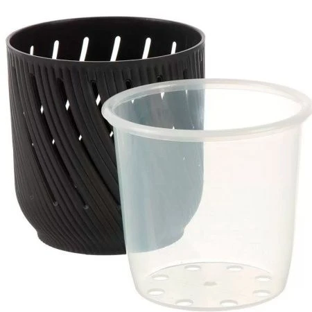 Кашпо для орхидей 1,3л пластик Fleurs антрацит (18)