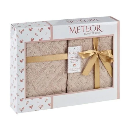 Набор полотенец махровые 2пр 50*90/70*140см METEOR LOWE бежевый подар.уп. 480гр