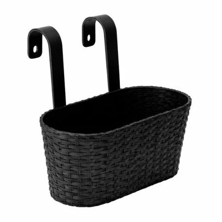 Кашпо настенное 300*200*250мм пластик Ведро большое Раттан антрацит (5)