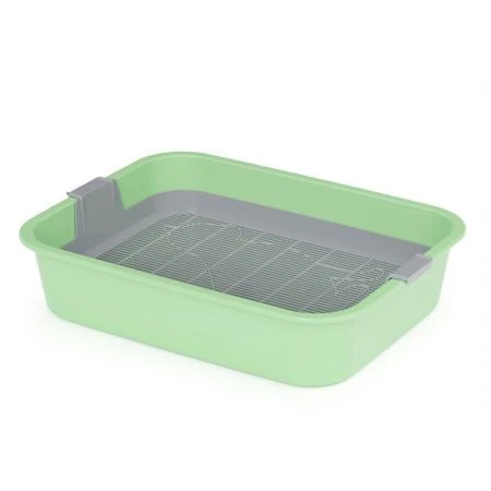 Туалет для кошек 332*256*72мм пластик БАРСИК зелёный с сеткой (22)