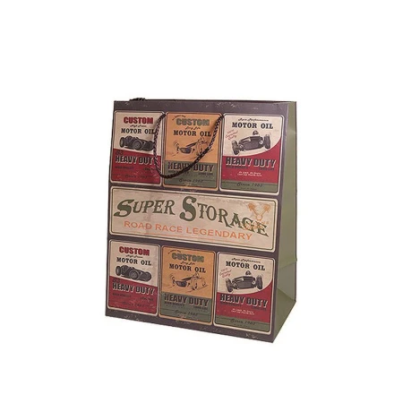 Пакет бумажный 26*32*15см вертикальный матовый Авто-винтаж (12/144)