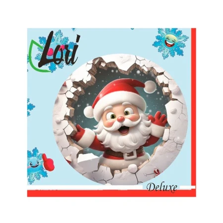 Салфетки бумажные новогодние Лори 3-х слойные 33*33 (16)