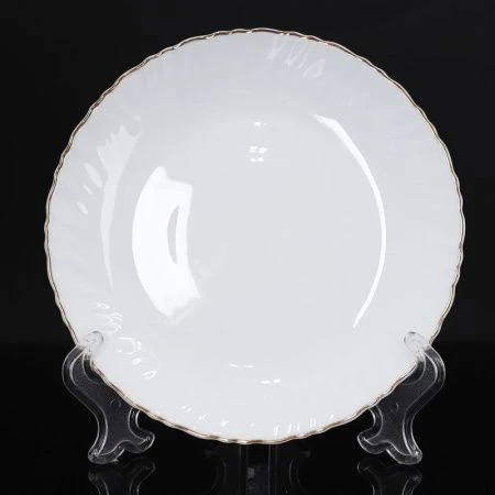 Тарелка мелкая 19см стеклокерамика белая отводка золотом LHP-75XN (6/72)