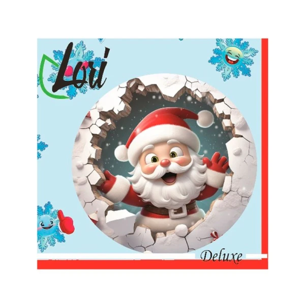 Салфетки бумажные новогодние Лори 3-х слойные 33*33 (16)