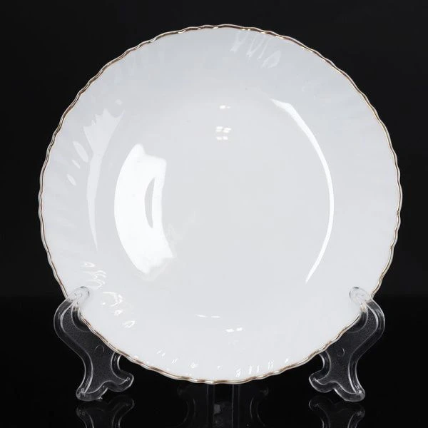 Тарелка мелкая 19см стеклокерамика белая отводка золотом LHP-75XN (6/72)