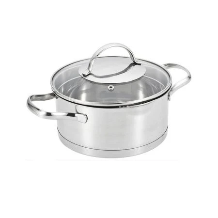 Кастрюля 4,8л h12см нерж.сталь со стекл.крышкой 22см толщ.0,5мм (12)