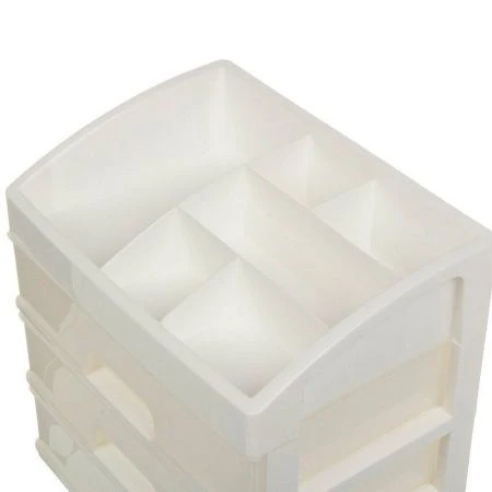 Органайзер для косметики 3 ящика 258*178*267мм пластик белый/перламутр (4)