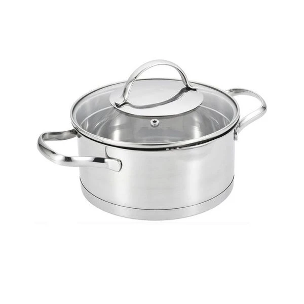 Кастрюля 4,8л h12см нерж.сталь со стекл.крышкой 22см толщ.0,5мм (12)