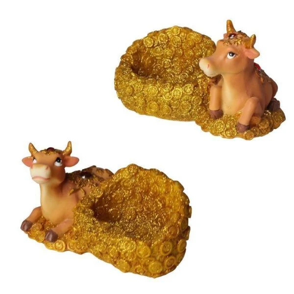 Подставка для мобильного телефона Корова / Бык полистоун 13,5см 6-0204 (1-60)