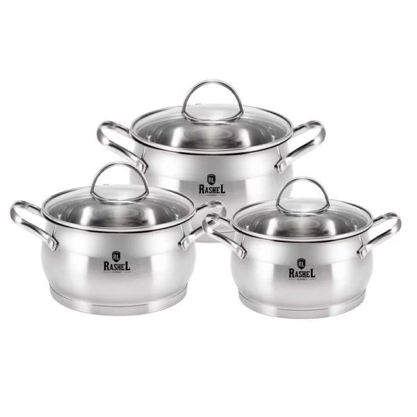 Набор кастрюль 6пр 2,8/3,8/5л нерж.сталь КАТРИН со стекл.крышками (4)